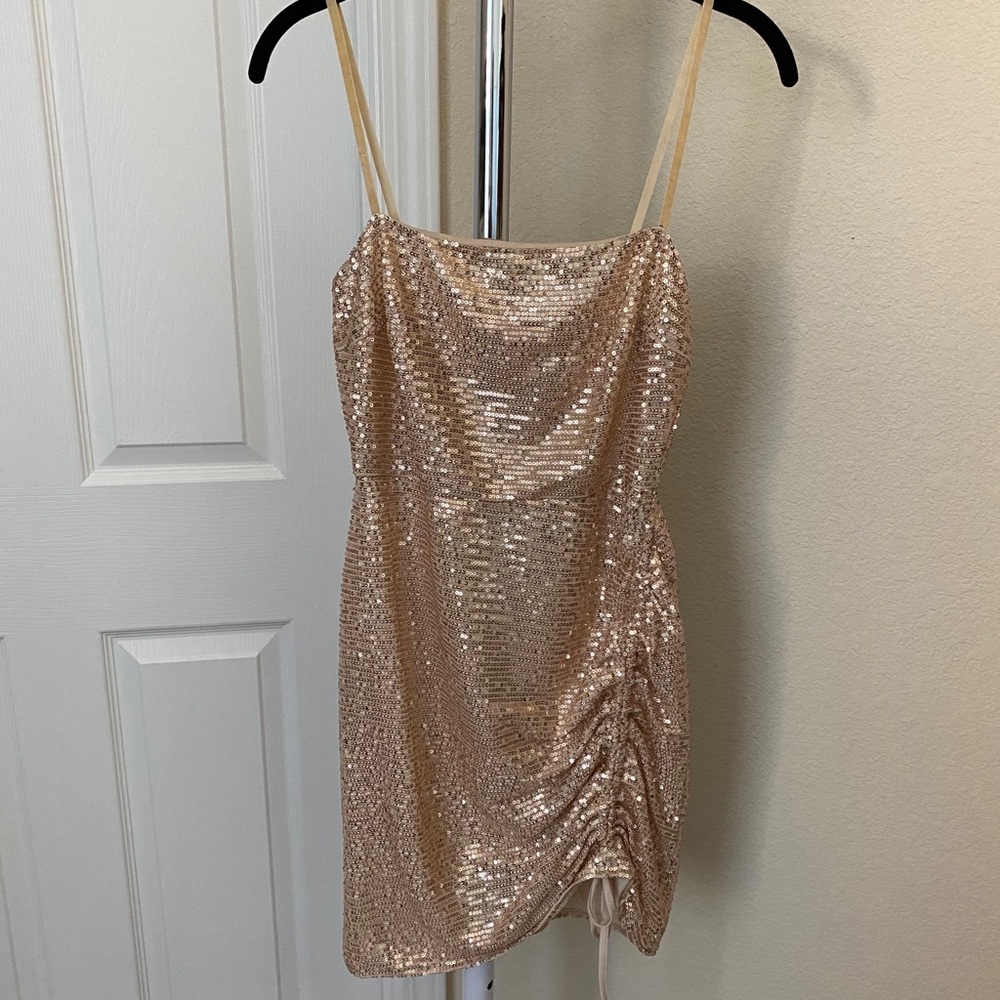 Rose gold sequins dress